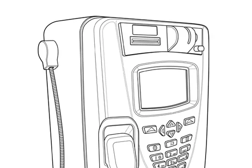 Dibujos de diseño registrado de teléfono público